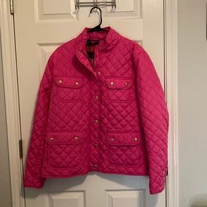Crown and ivy pink puffer jacket, zip up, XXL, polyester, new with tags, preppy
